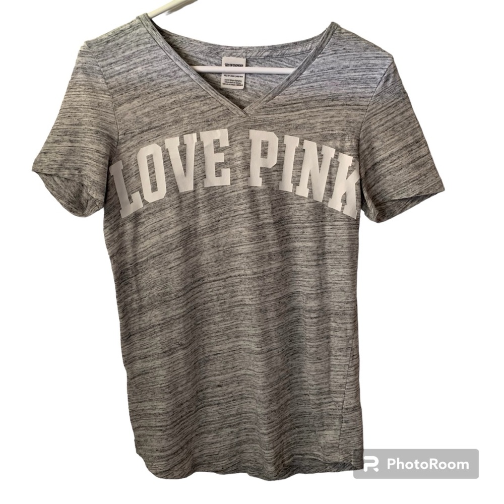 PINK VS love pink logo Heather grey tee XSmall xtra small extra small